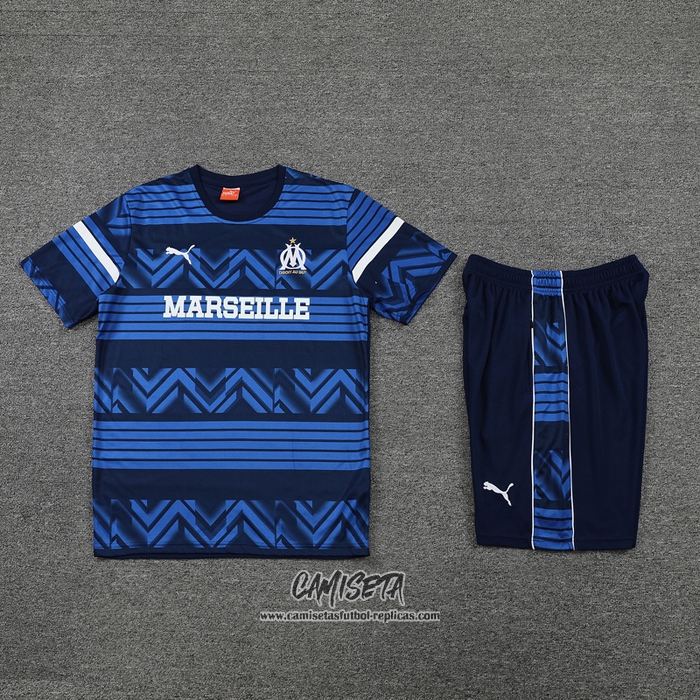 Chandal del Olympique Marsella 2022-2023 Manga Corta Azul - Pantalon Corto